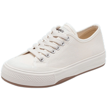 Augu Shiden two-wear canvas shoes for women 2024 summer new versatile flat sneakers lazy one-leg white shoes
