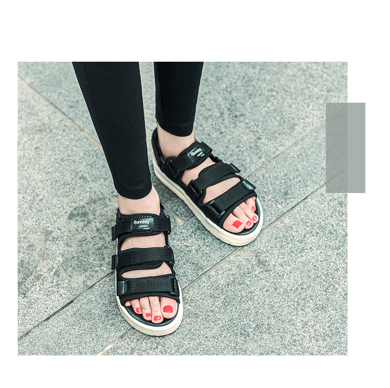 Dép nữ mùa hè phẳng sinh viên đơn giản hoang dã 2018 mới của Hàn Quốc phiên bản của giày bãi biển mùa hè net thể thao màu đỏ giày thủy triều