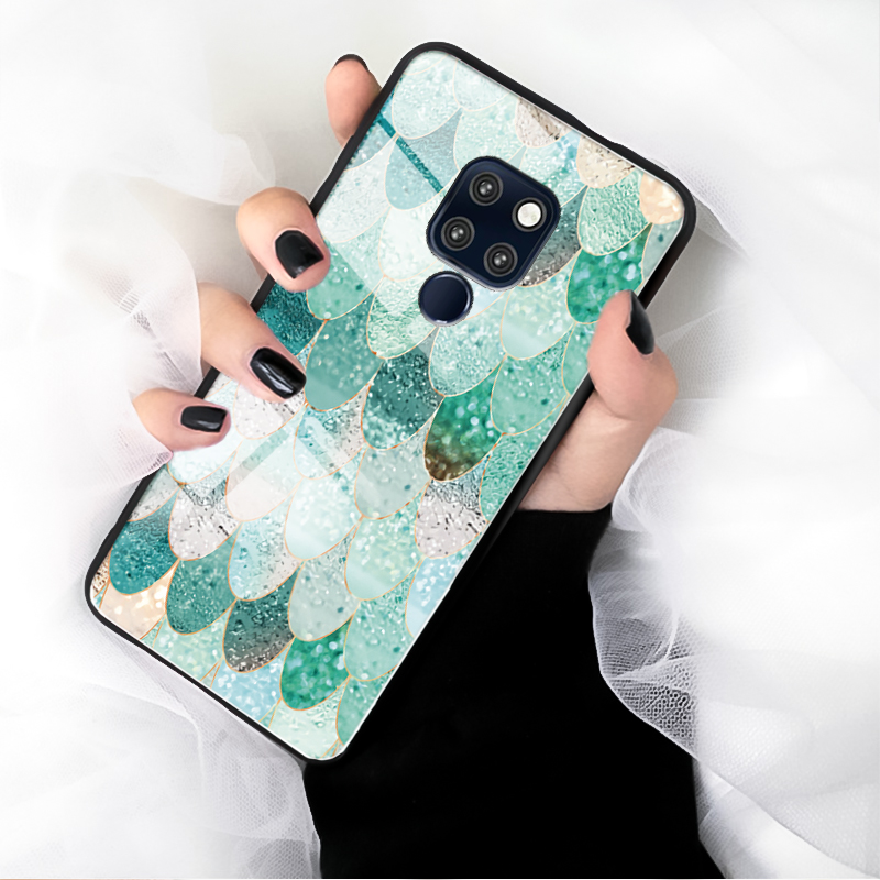 Suitable for summer mermaid Huawei mate20 mobile phone protection shell mate20x fresh fashion anti-fall creative glass mirror mate20pro protective sleeve female tide rope