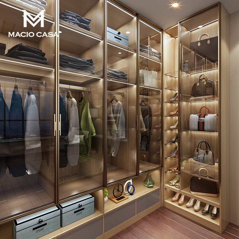 Mag Glass Door Cloakroom Wardrobe Custom Light Lavish Mini-Closet Bedroom Open Cloakroom Overall Set Up