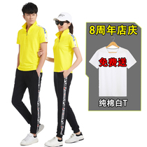 Sports suit mens summer short sleeve trousers couple sportswear Cotton running casual suit women casual men