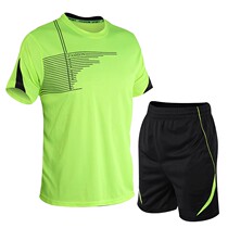 Sports suit mens summer running clothes fitness loose size two-piece set quick-drying summer leisure thin training suit