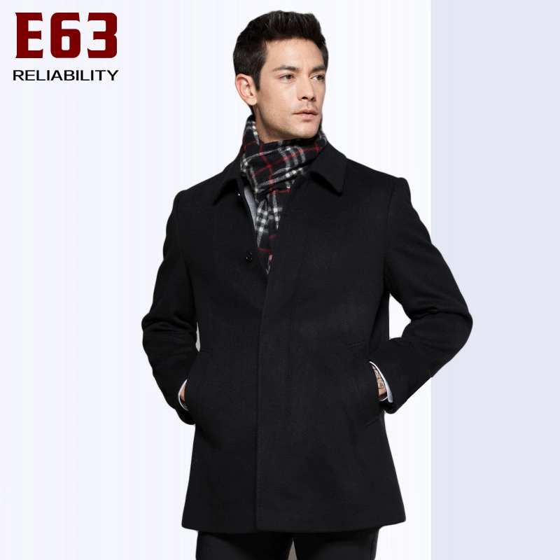 E63 mùa đông của nam giới áo khoác cashmere áo khoác kinh doanh bình thường len len vải len người cha trung niên và cao tuổi mặc ve áo quần áo nam giới - Áo len