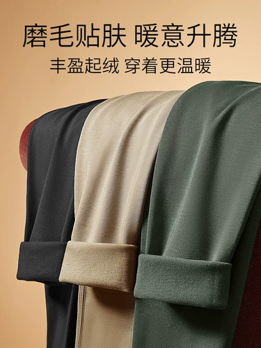 Мужские удерживающие тепло штаны, шерстяное бархатное флисовое зимнее термобелье