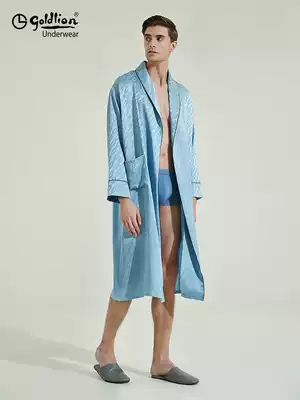 Jinlilai home clothing men's robe summer thin 100% mulberry silk silk silk pajamas morning gown