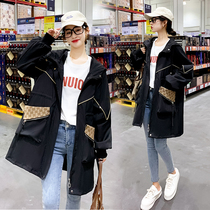 Maternity coat 2024 spring and autumn new outer wear loose large size to cover the belly autumn fashion mid-length windbreaker top