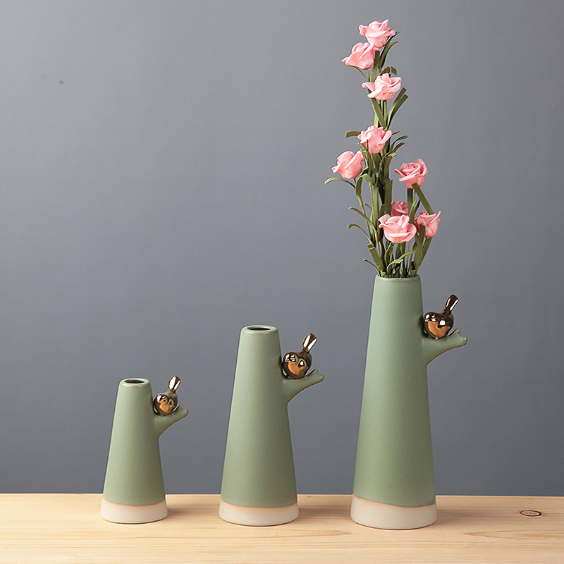 Uxuan Eurostyle Home Pendulum Accessories Flower Insert Clubhouse Floral Ceramic Magpie Upper Branch Head Craft Home Office Decoration Vase