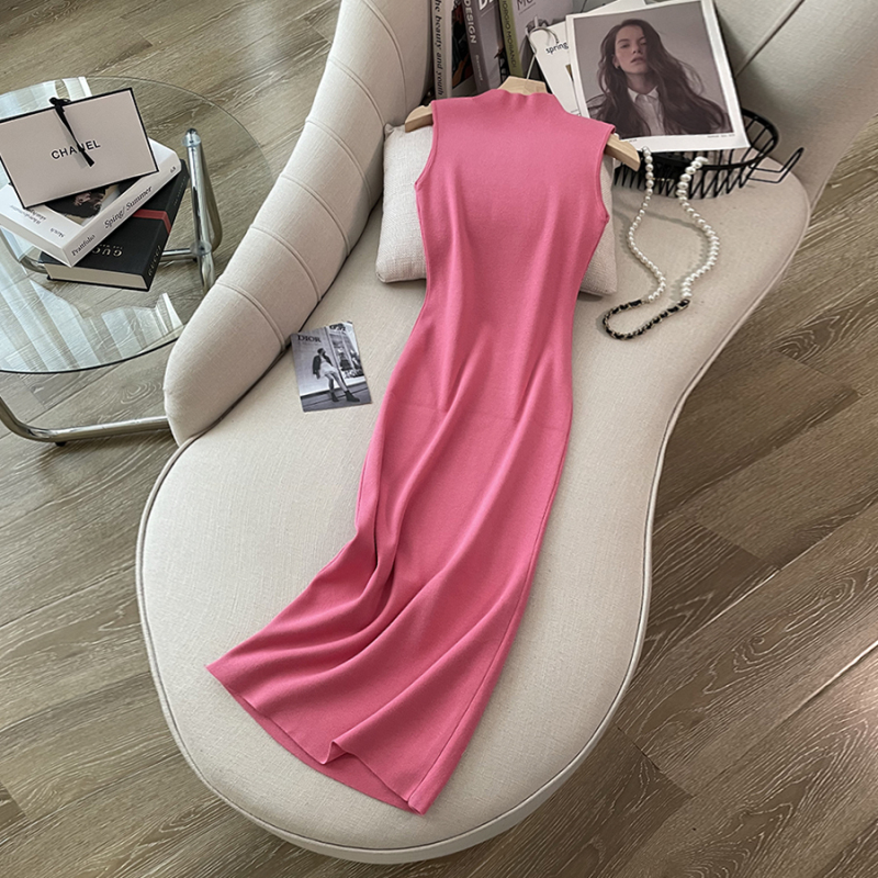 2026 Spring/Summer New Sleeveless Knitted Dress, Half-High Collar, Slim Fit, Bodycon, Over-The-Knee, Base Layer Dress, Slimming Inner Wear 2026 Spring/Summer New Sleeveless Knitted Dress, Half-High Collar, Slim Fit, Bodycon, Over-The-Knee, Base Layer Dress, Slimming Inner Wear