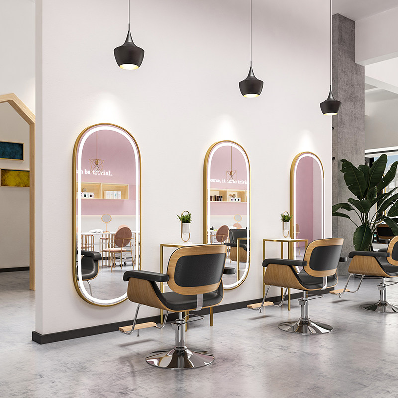 Net Red Beauty Hair Lens Desk Hair Salon Shop Mirror LED With Lamp Mirror Bifacial Mirror Table Type Tide Wall Mounted Mirror Table