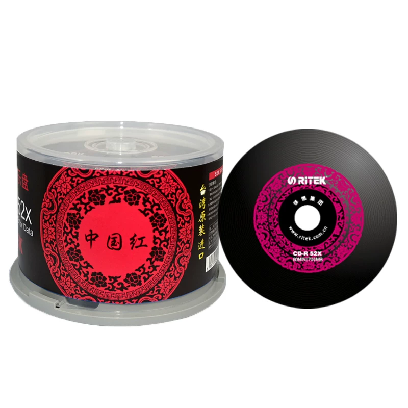 Rede CD китайский красный CD 52X виниловый музыкальный CD пустой диск для сжигания, бесплатная доставка