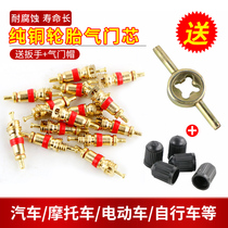 Pure Copper Valve Core Car Tire Valve Needle Wrench Key Battery Electric Bike Motorcycle Inflatable Mouth Cap