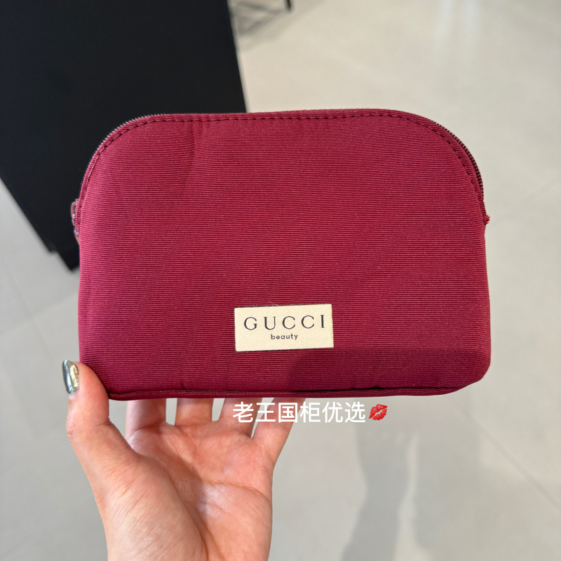 Gucci Gucci Burgundy Cosmetic Bag, Ancora Red Round Shell Bag, Portable Storage Coin Purse