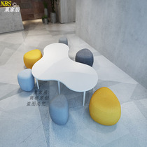Nordic creative simple sofa stool fashion fabric shoe stool Office leisure sofa pebble shaped table stool