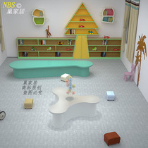 Childrens center table and stool Kindergarten creative table and stool combination Net red solid wood learning table and stool matching customization