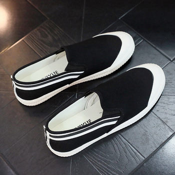 Cloth shoes men's summer slip-on canvas shoes flat-soled breathable lazy versatile casual shoes men's shoes 2024 new beanie shoes