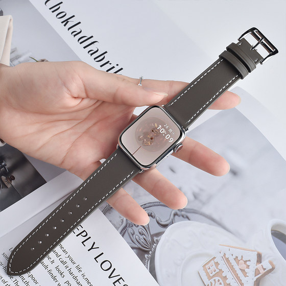 Suitable for Apple watch strap genuine leather applewatch9 strap S6 leather apple iwatch7/8 watch strap 3/4/SE5/6 sports trendy S7 wrist strap ultra