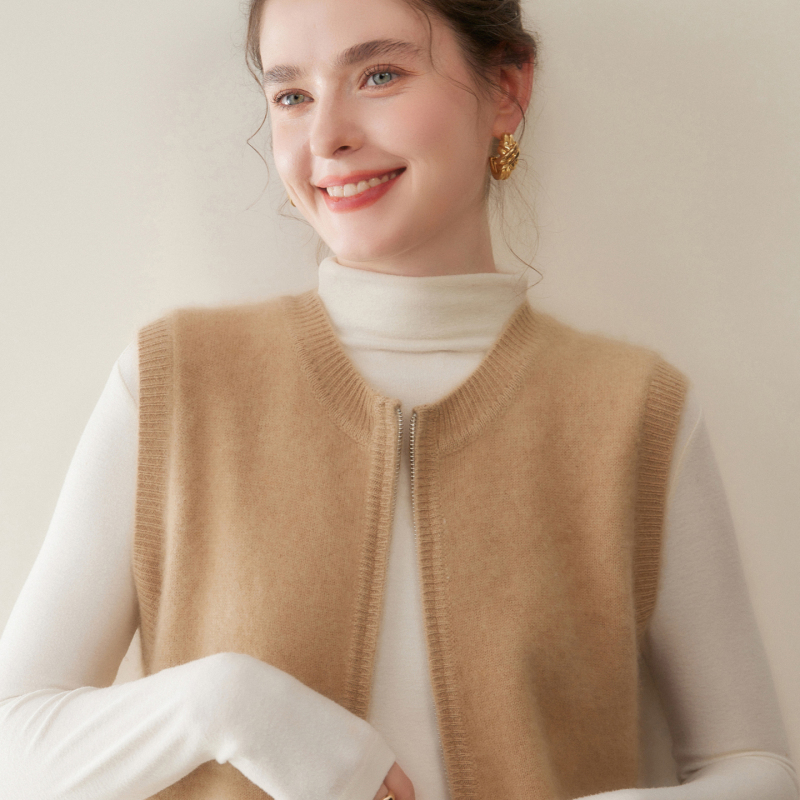 A Lifesaver on Cold Days~ Thickened Cashmere Vest Cardigan for Women, Round Neck, Sleeveless, Layered Knit Vest