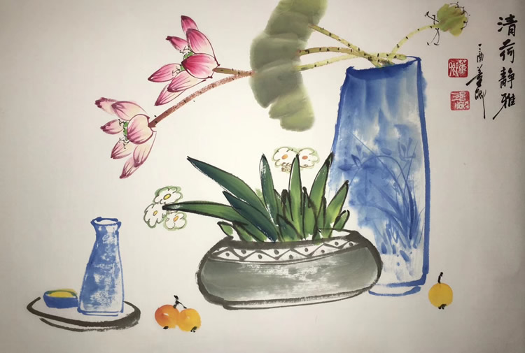 Dong Qing Qinghe Jingya handwritten calligraphy and painting banner works collection of famous celebrities calligraphy and paintings flower and bird paintings hanging paintings hot sale