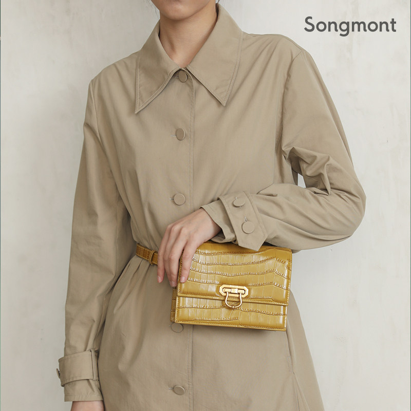 Songmont crocodile pattern cowhide retro book lock buckle original Messenger tofu square pocket