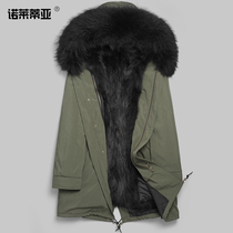 New fur one-piece medium-long fur coat Genuine leather leather male raccoon Maoist overcoat winter mens clothing