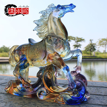 The spring and autumn glazed horse ornaments between the flowing water have a bright future. The ancient method glazed commercial ornaments are horse to success ornaments.
