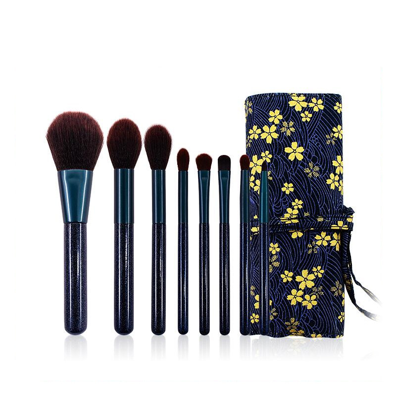 8 pieces of Crushed Flower Makeup Sleeve Brush Starry Sky Beginners Eye Shadow Brush Beauty Makeup Full Powder Brush Artificial Fiber Matching Brushed Bag