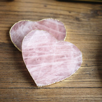 W1962 Brazil imported powder crystal heart cut gilded edge decorative coaster European and American tide love powder Crystal