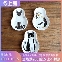 W1962 export Japanese ceramic kitten seasoning plate three cat shape small plate shape small meow meow meow
