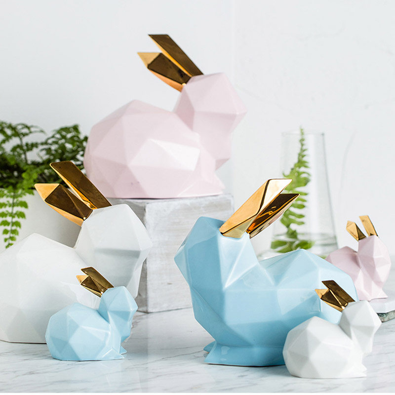 W1962 Nordic Style Geometric Rhomboid Golden Squirrel Rabbit Bear Decoration Pendulum for Birthday Gift