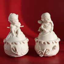 W1962 export European vintage cream three-dimensional cute elf ceramic storage cans desktop ornaments
