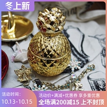 W1962 export American tide gold three-dimensional texture cute little pineapple jar scented candle DIY container