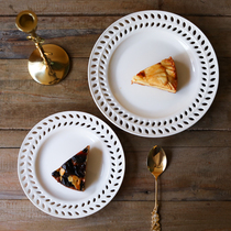  W1962 Exported to Europe milk white olive leaf branches hollow dinner plate 8 inch plate 10 inch plate Western dessert steak plate