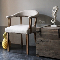 (American hot model) w1962 export White Oak linen soft bag solid wood dining chair armrest table and chair