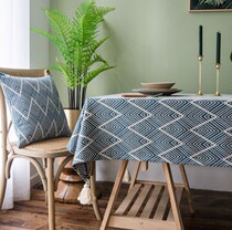 W1962 new Nordic style waterproof jacquard tablecloth tricolor tassel tablecloth American country home table flag