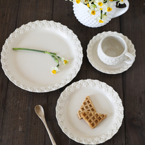 W1962 Japanese new designer hand-made flower plate matte retro color flower plate three-dimensional flower coffee cup