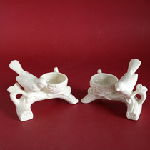 W1962 export European retro cream color happy eyebrows three-dimensional bird Candlestick home furnishings