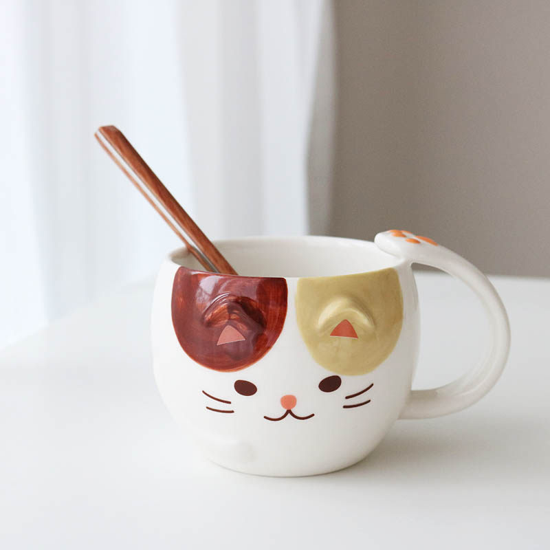 W1962 outlet Japan cute cute cute cat claw handle Cubic triple flower kitty mummik cup coffee cup water cup