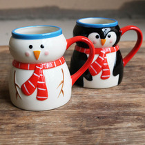 W1962 export British hand-painted underglaze ceramic cute Christmas snowman Penguin Mug Coffee Cup Cup
