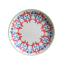 W1962 export British watercolor underglaze spring color red blue green color soup bowl rice bowl combination plate
