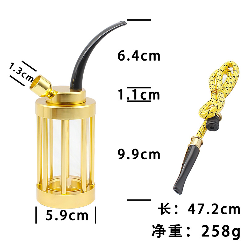 Three Da Brands New Eight Columns Transparent Double Use Glass Water Smoke Pot Aluminum Shell Dual-use Leather Tube Clean Water Filter Tobacco Pot