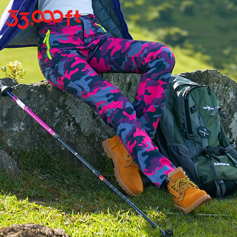 33000ft outdoor storm pants women winter plus plus thick waterproof pants men windproof stretch soft shell fleece pants