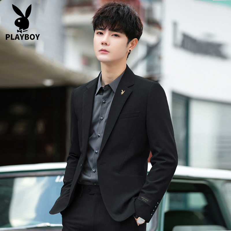 Playboy High-End Casual Fashion Suit Set for Men, Korean Style Slim Fit Small Suit, Trendy and Handsome Suit Jacket Playboy High-End Casual Fashion Suit Set for Men, Korean Style Slim Fit Small Suit, Trendy and Handsome Suit Jacket