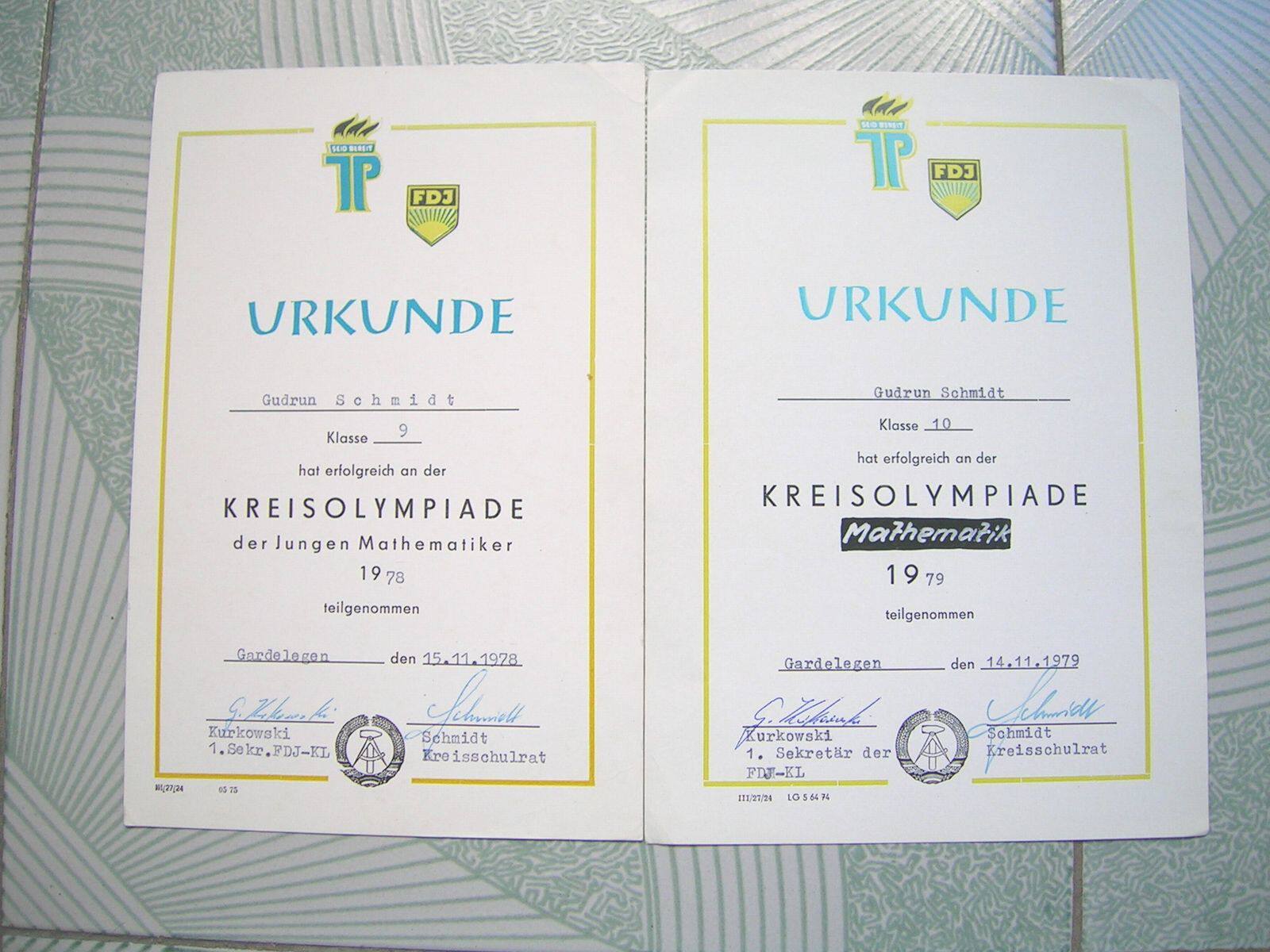 2 East German Young Pioneers Certificates
