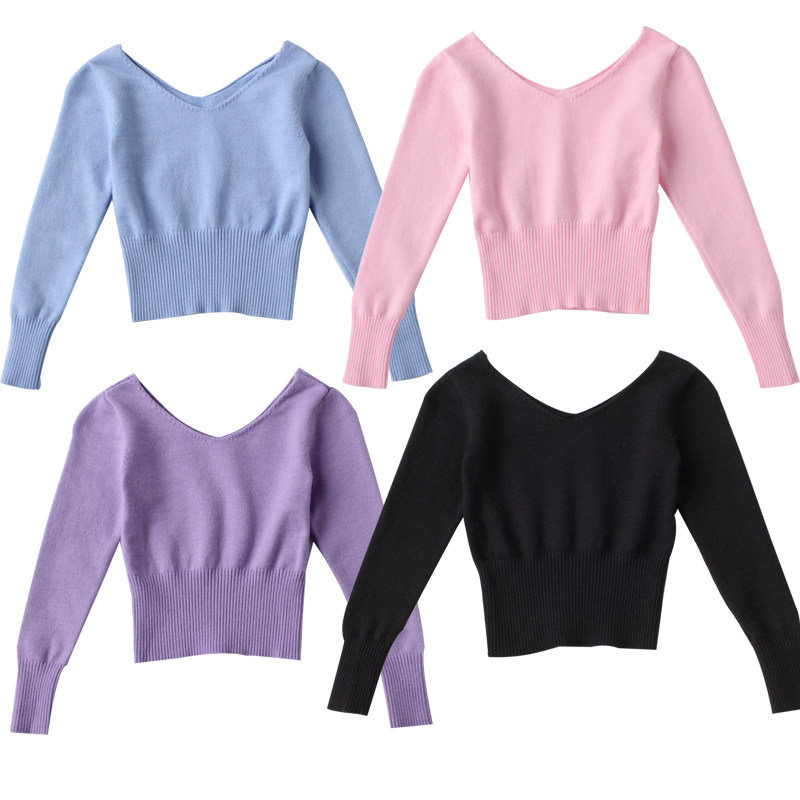 Dance sweater children's autumn and winter ballet dress rabbit down cotton thread soft girl Chinese dance dress shawl jacket knitted