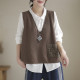 ເສື້ອຢືດສາຍຄໍ V-neck cotton knitted vest women's pullover spring clothes new literary casual versatile stackable vest