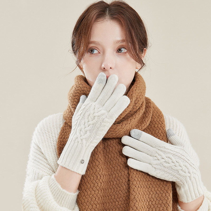 Candy Keen gloves women's 2021 high-end autumn and winter new wool trendy all-match windproof and warm