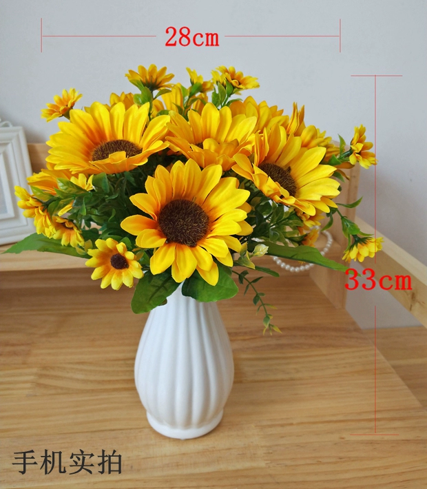 Hoa hướng dương mô phỏng hoa giả hoa mặt trời hoa vải lụa hoa bộ phòng khách bàn ăn bình trưng bày trang trí nội thất đồ trang trí - Trang trí nội thất