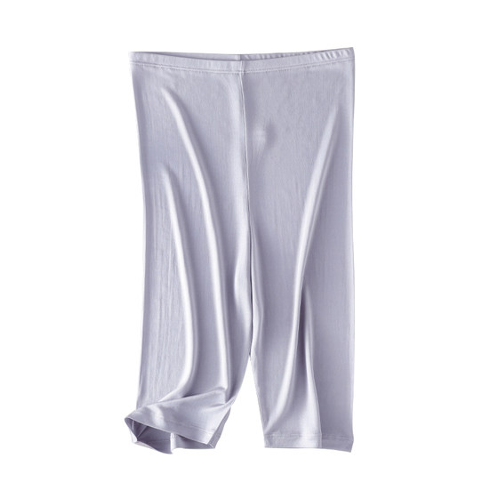 高档桑蚕丝五分裤安全裤 真丝包边腰口 纯色简约大码防走光打底裤