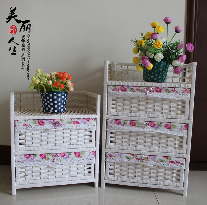 Tianyuan Yi nhà rơm mây tủ lưu trữ đơn giản phong cách châu Âu tủ tủ đầu giường bé tủ quần áo ngăn kéo phong cách mục vụ - Buồng mẫu tủ giày dép bằng gỗ