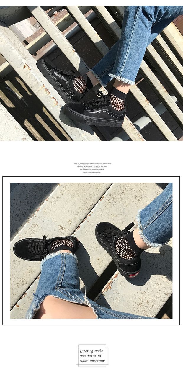 Tất cả giày vải màu đen nữ phiên bản Hàn Quốc của đáy dày phong cách Harajuku ulzzang hoang dã bắn nhỏ giày đen nhỏ đôi giày giầy nữ adidas